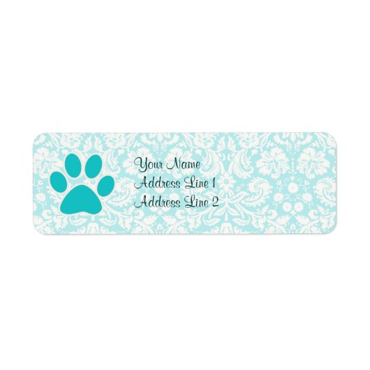 Étiquette Empreinte de patte turquoise (Devant)