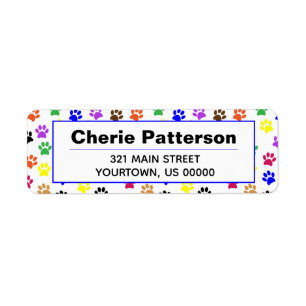 Étiquette Empreintes de pattes arc-en-ciel Chien Chat Étique