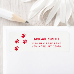 Étiquette Empreintes de pattes du chien rouge mignon