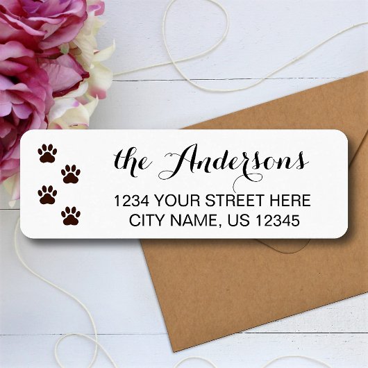 Étiquette Empreintes de pattes personnalisés Nom de famille 