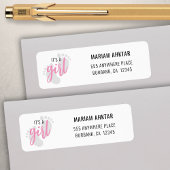 Étiquette Empreintes roses mignonnes C’est une fille Adresse