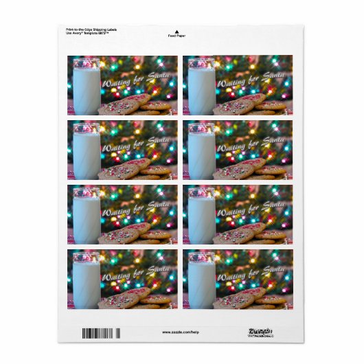 Étiquette En attente de Père Noël (Feuille entière)