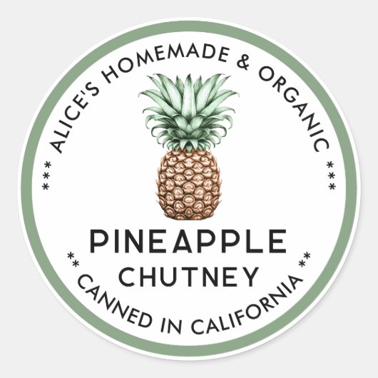 Étiquette en conserve de chutney d'ananas (Devant)