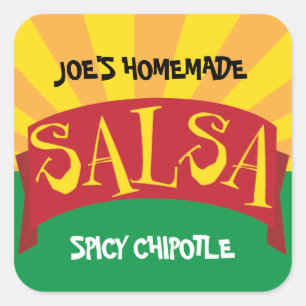 Étiquette en conserve de salsa maison avec rayons