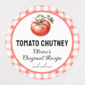 Étiquette en conserve Tomato Chutney avec à damier (Design 1)