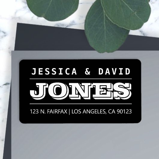 Étiquette en noir et blanc à l'apparence créative