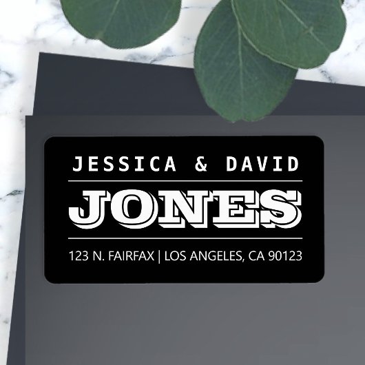 Étiquette en noir et blanc à l'apparence créative