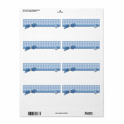 Étiquette En vichy bleu (Feuille entière)