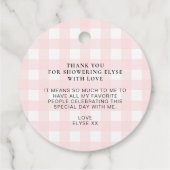 Étiquette En vichy Merci rose préférée (Dos)