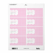 Étiquette En vichy rose tendance (Feuille entière)