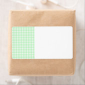 Étiquette en vichy vérifier le motif. Vert clair et blanc. (En situation)