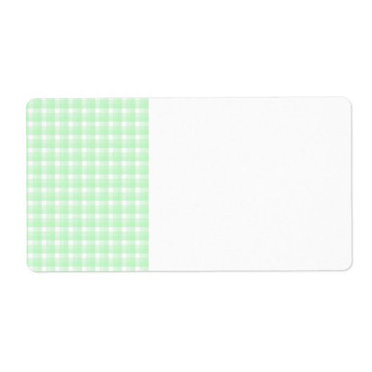 Étiquette en vichy vérifier le motif. Vert clair et blanc. (Devant)