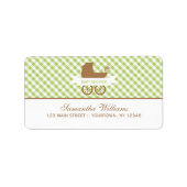 Étiquette En vichy vert mignon et transport pour bébé (Devant)