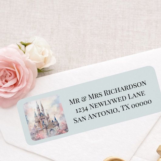 Étiquette Enchanted Castle Fairytale Wedding Return Address