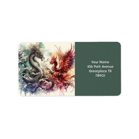 Étiquette Encre Imaginaire Dragon Phénix (Devant)