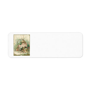 Étiquette Enfant victorien vintage, Panier de fruits de prin