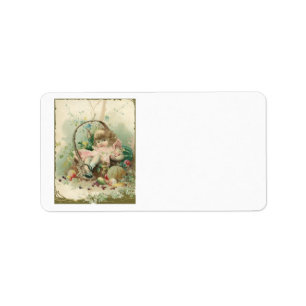 Étiquette Enfant victorien vintage, Panier de fruits de prin