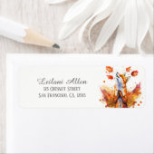 Étiquette Enfants Automne Aquarelle Happy Fox Adresse de ret (En situation)