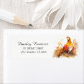 Étiquette Enfants Automne Aquarelle Pheasant Adresse de reto (En situation)