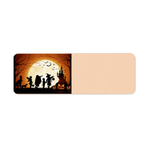 Étiquette Enfants heureux de silhouette de Halloween