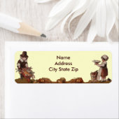 Étiquette Enfants pèlerins Thanksgiving Vintage (En situation)