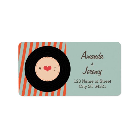 Étiquette Enregistrement Retro Vinyl Orange / Sky Blue (Devant)