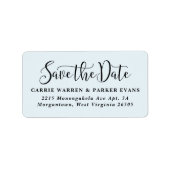 Étiquette Enregistrer la date bleu clair élégante adresse de (Devant)