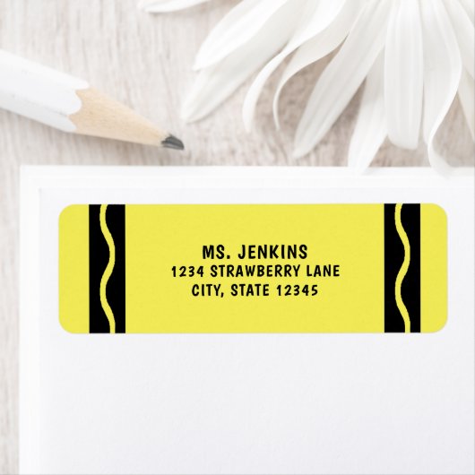 Étiquette Enseignant de l'école de Crayon jaune (En situation)