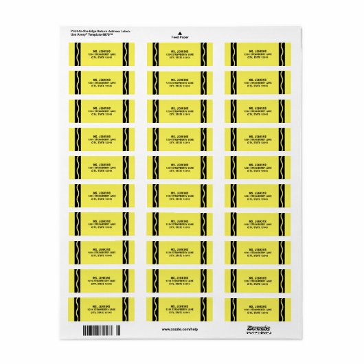 Étiquette Enseignant de l'école de Crayon jaune (Feuille entière)