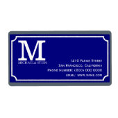 Étiquette enseigne de rue bleue monogrammée (Devant)