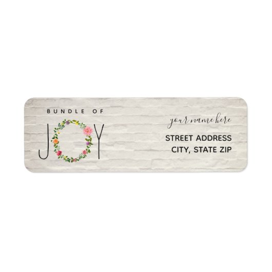 Étiquette Ensemble de Joy Floral Wreath Baby shower (Devant)