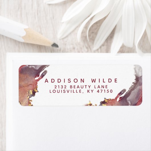 Étiquette Entrée d'encre Liquide d'Art Moderne Violet Et Or (En situation)