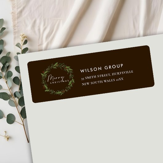 ÉTIQUETTE ENTREPRISE BROWN BERRY WREATH NOËL ADRESSE