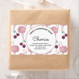 Étiquette Entreprise de Savon Maison Cerises Aquarelle