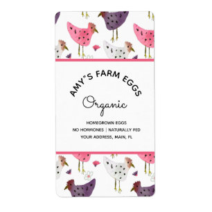 Étiquette Entreprise d'œufs de ferme à l'aquarelle