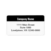 Étiquette Entreprise Noir et Blanc Adresse de retour (Devant)