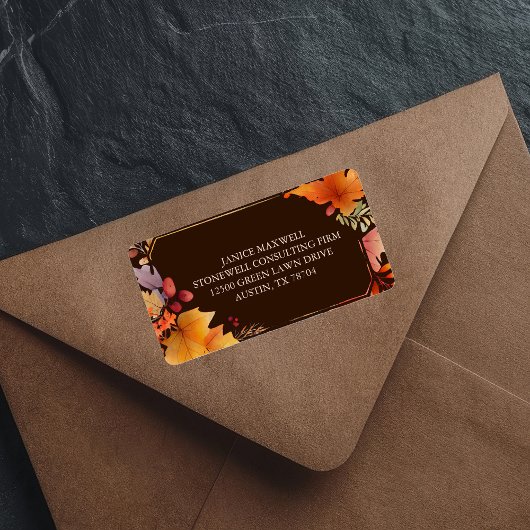 Étiquette Entreprise Thanksgiving Feuilles Brown Adresse de 