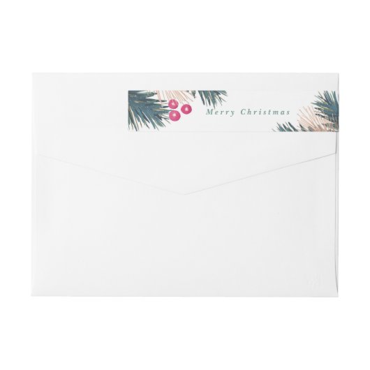 Étiquette enveloppant de branches et de baies de (Dos)