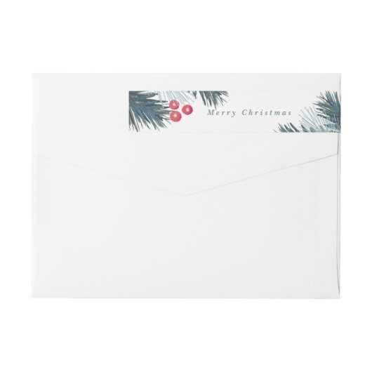 Étiquette enveloppant de branches et de baies de (Dos)