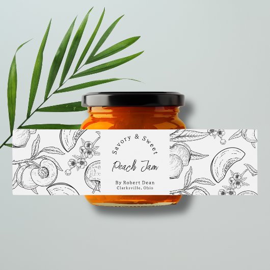 Étiquette enveloppante de confiture de pêche maiso