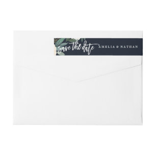 Étiquette enveloppante de mariage marine botanique