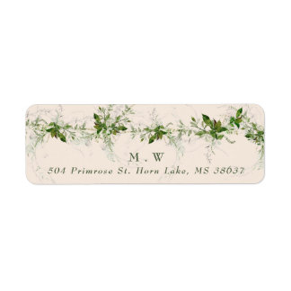 Étiquette Enveloppe Mariage de crème Monogramme Eucalyptus W