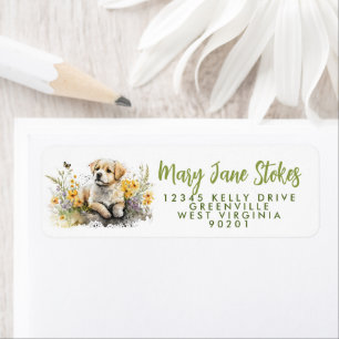 Étiquette enveloppe RETOUR ADRESSE golden retriever chippy