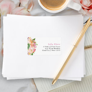 Étiquette Enveloppe RSVP rose et or Floral Chic