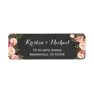 Étiquette Enveloppement Floral vintage en tableau noir