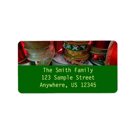 Étiquette Épaves de Noël Ruban Holiday Rouge et or (Devant)