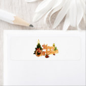 Étiquette Éperche de Noël d'or - Arbre de fête (En situation)