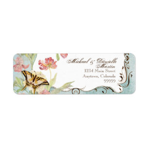 Étiquette Épouser floral de fleurs de tulipe rose de pivoine