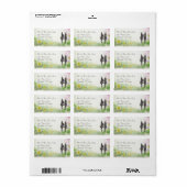 Étiquette Équitation Couple et Fleurs Adresse Cheval (Feuille entière)