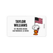 Étiquette ESPACE | Snoopy avec astronaute du drapeau (Devant)